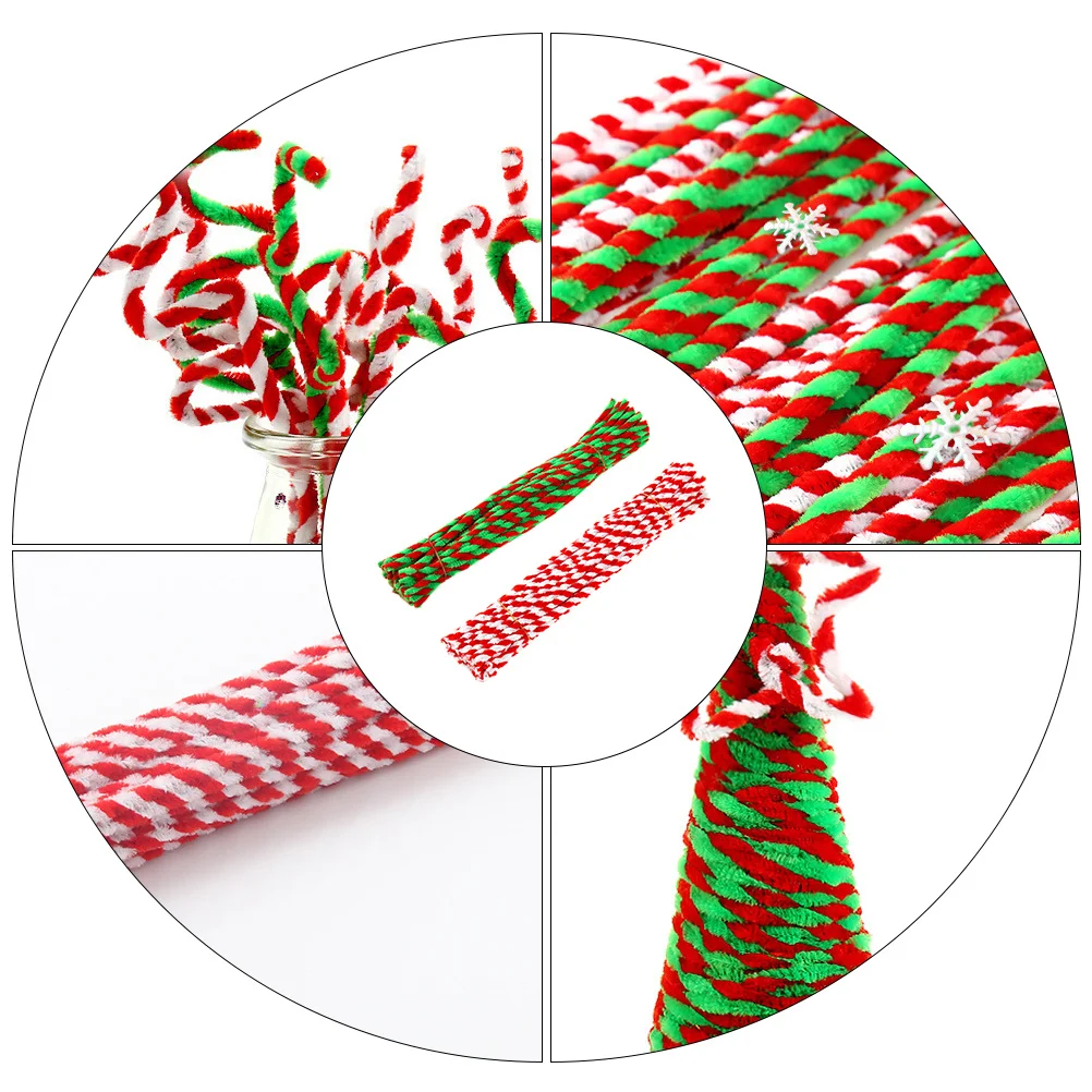 

100Pcs Christmas DIY Chenille Stems Educational Handmade Xmas Craft Materials Creative Festival Supplies Xmas Stick