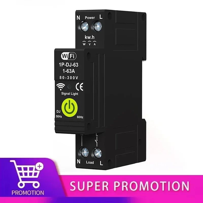 Tuya Smart WiFi Circuit Breaker ON OFF Switch Timer Photovoltaic Bidirectional Metering Energy Meter Auto Reclosing Protector