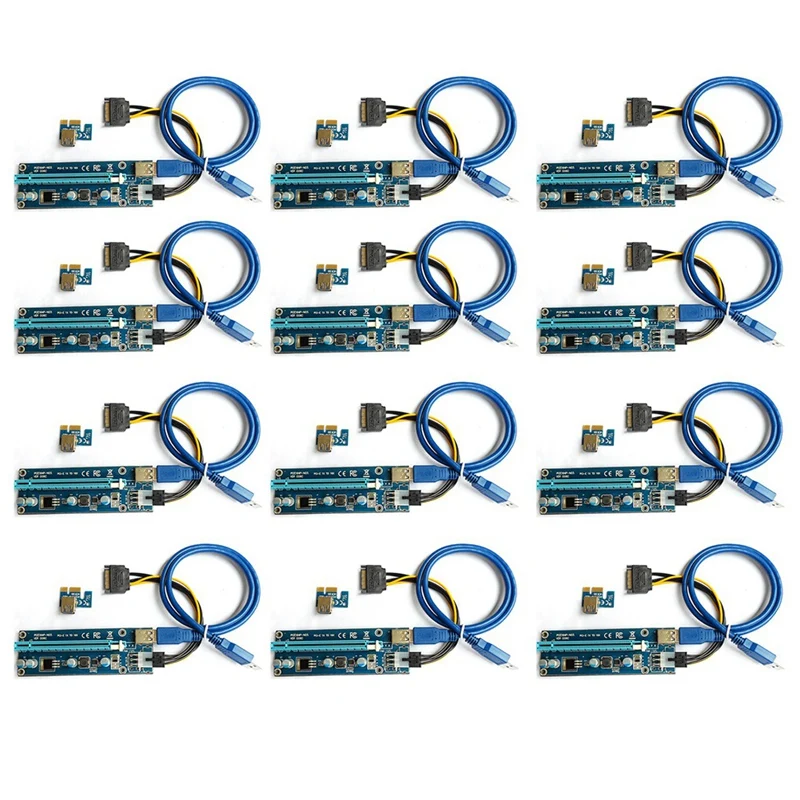 VER006C PCI-E Riser Card 006C PCIE 1X To 16X Extender 60CM 100CM USB 3.0 Cable SATA To 6Pin Power Cord For GPU Mining