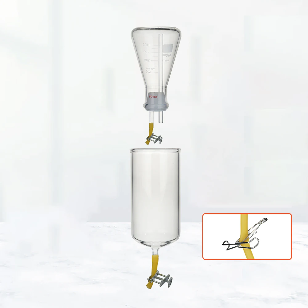 Percolation cylinder 250~2000ml, soil glass percolation cylinder of Chinese medicinal materials, silicone cover