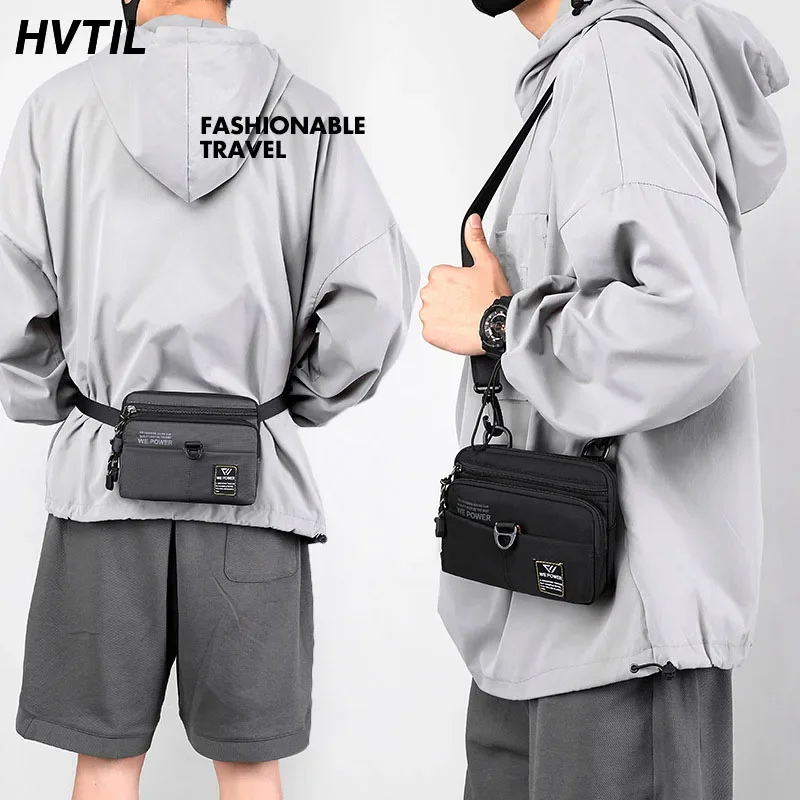 Htvil náilon à prova dwaterproof água estilingue bolsa de ombro para homens moda luxo designer esporte ao ar livre pequeno pendurado fanny pacote multifuncional