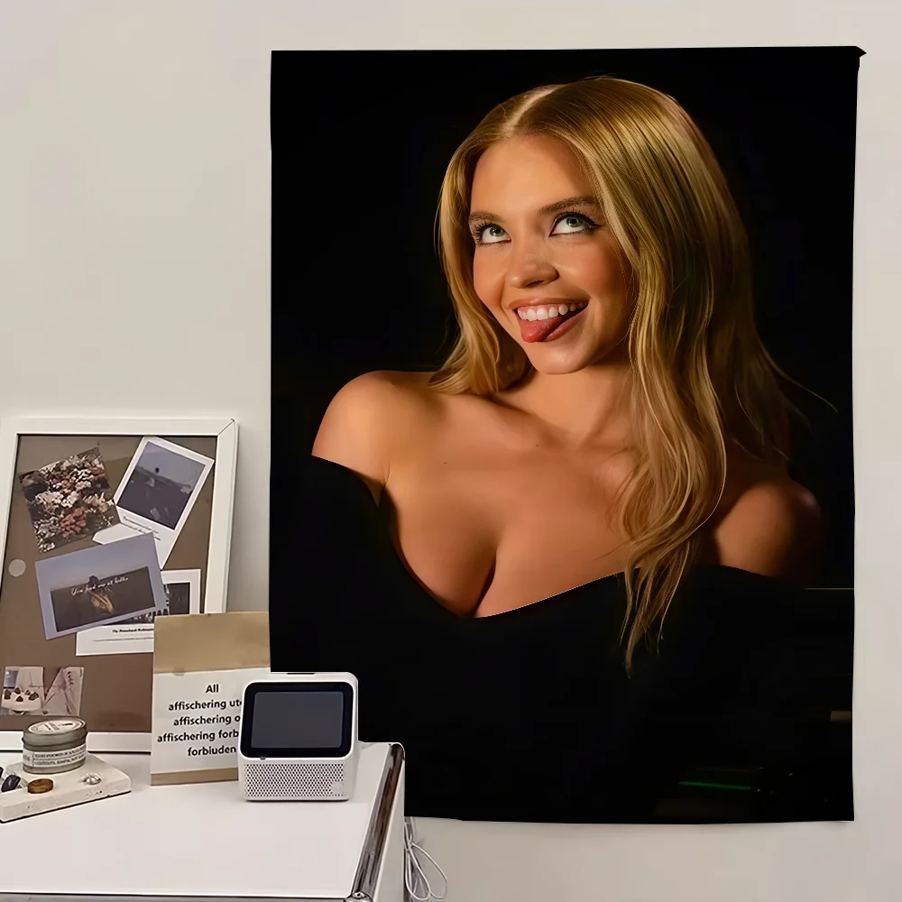 الممثل S-Sydney S-Sweeney العلم لغرفة المعيشة المنزل النوم فن الديكور المنزل حفلة نزهة ديكور راية #4