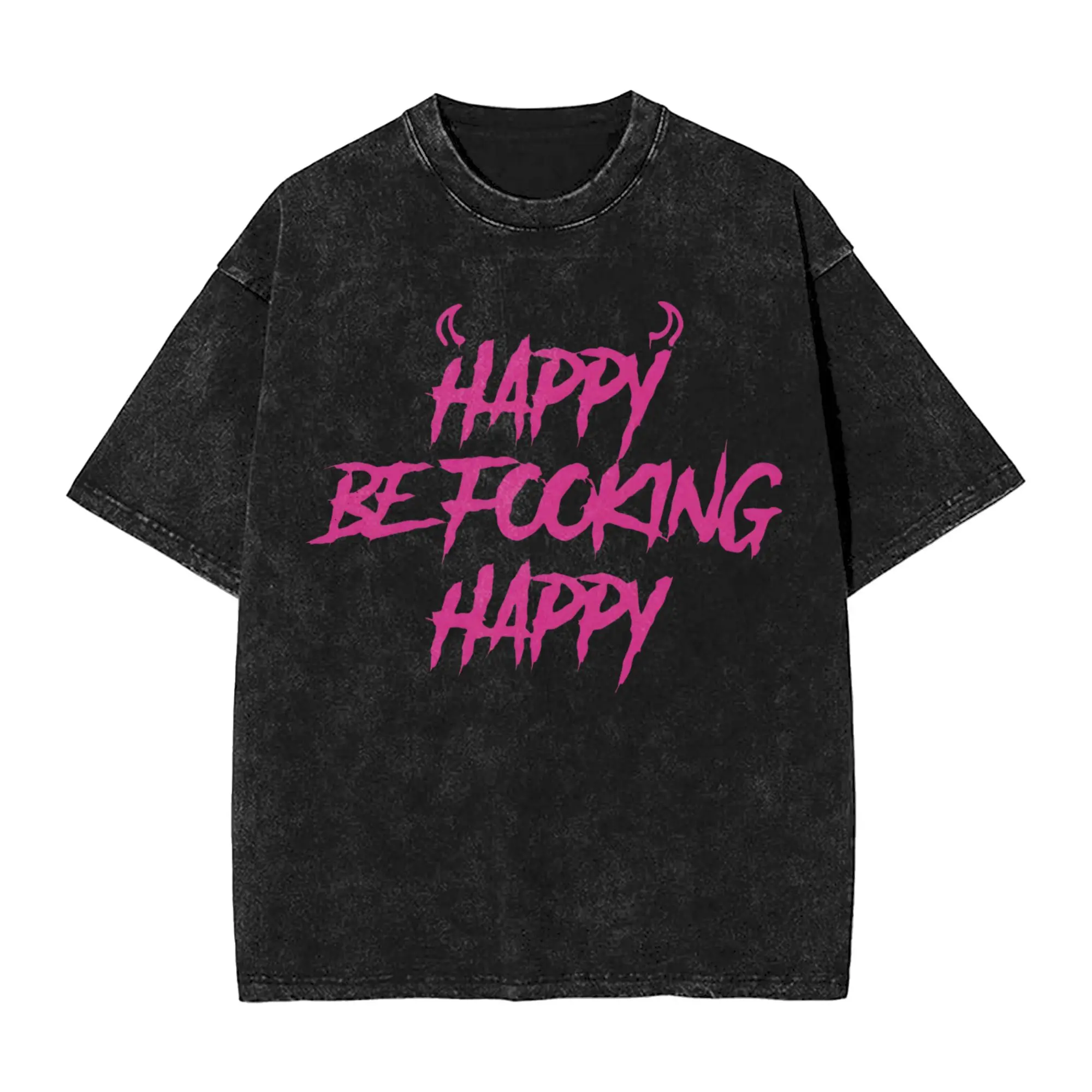 Yungbluds Super Happy T Shirt Summer  Y2K Funny T-Shirts Cotton Harajuku Tee Shirt For Men Short Sleeve Print Tees