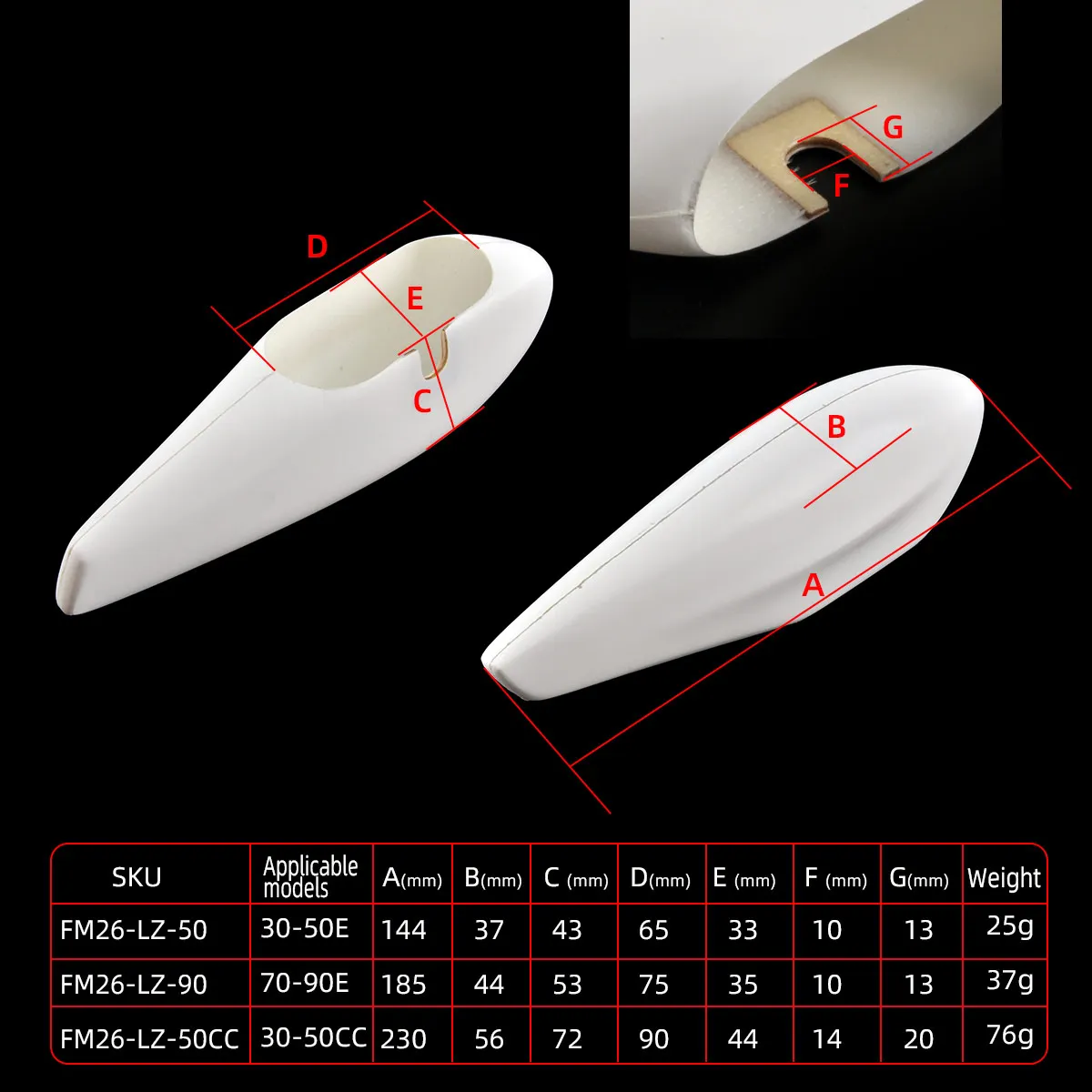 Couverture de pantalon de roue de train d'atterrissage RC Airana, 144mm, longueur 185mm, protection pour modèles d'avion, pièce de rechange, 1 paire