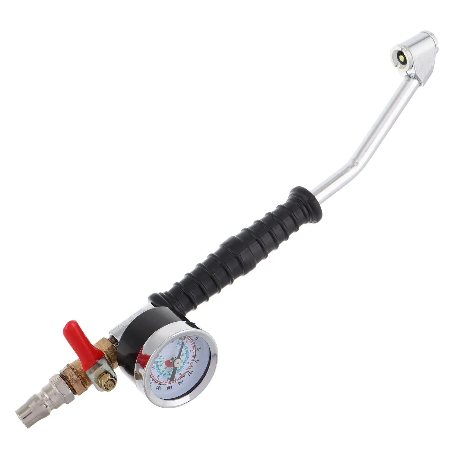 

Heavy Duty Truck Tire Inflator Gauge Extended Nozzle Bent Tube Head Quick Pressure Measurement Accurate Inflation