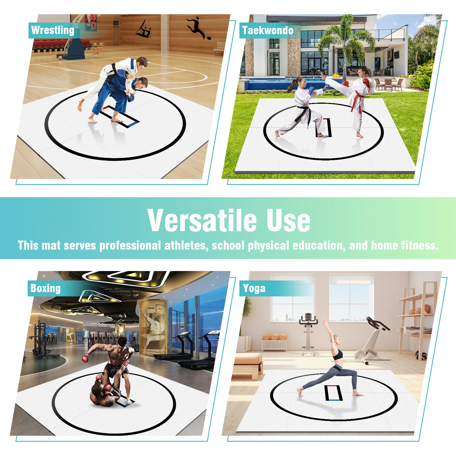 

10x10ft Foldable Jiu Jitsu Mats Wushu Sanda Judo Non-Slip Mat for Grappling Martial Art Boxing