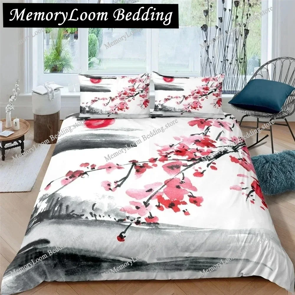 

Wash Painting Crane Plum Blossom 3D Duvet Cover Bedding Set Comforter Linen Pillowcases Home Decor Single Double Twin King Queen