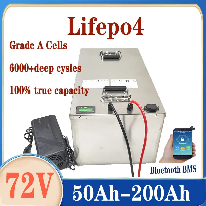 

литиевая батарея lifepo4 au 80 Ач 72 В, 100 Ач 200 Ач 120 Ач 150 Ач, BMS, разряд profonde, для скутера 7000 Вт moto Sicile, avec заряд