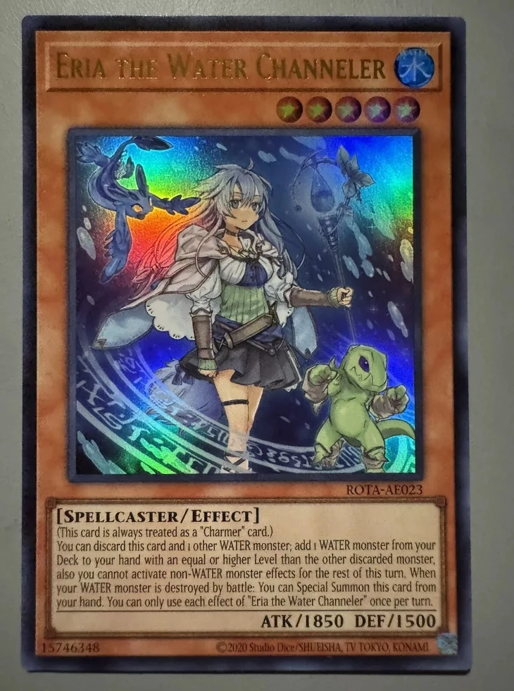 Yugioh KONAMI Duel Monsters ROTA-AE023 Eria the Water Channeler Ultra Zeldzame Aziatische Engelse Collectie Mint Card