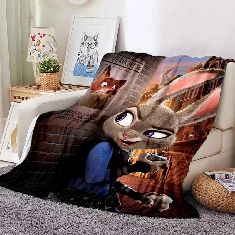 3D Zootopia Cartoon Animal Judy Soft Blankets,Keep Warm Throw Blanket Comfortable Blanket for Picnic Beds Sofa Home Bedroom Kids