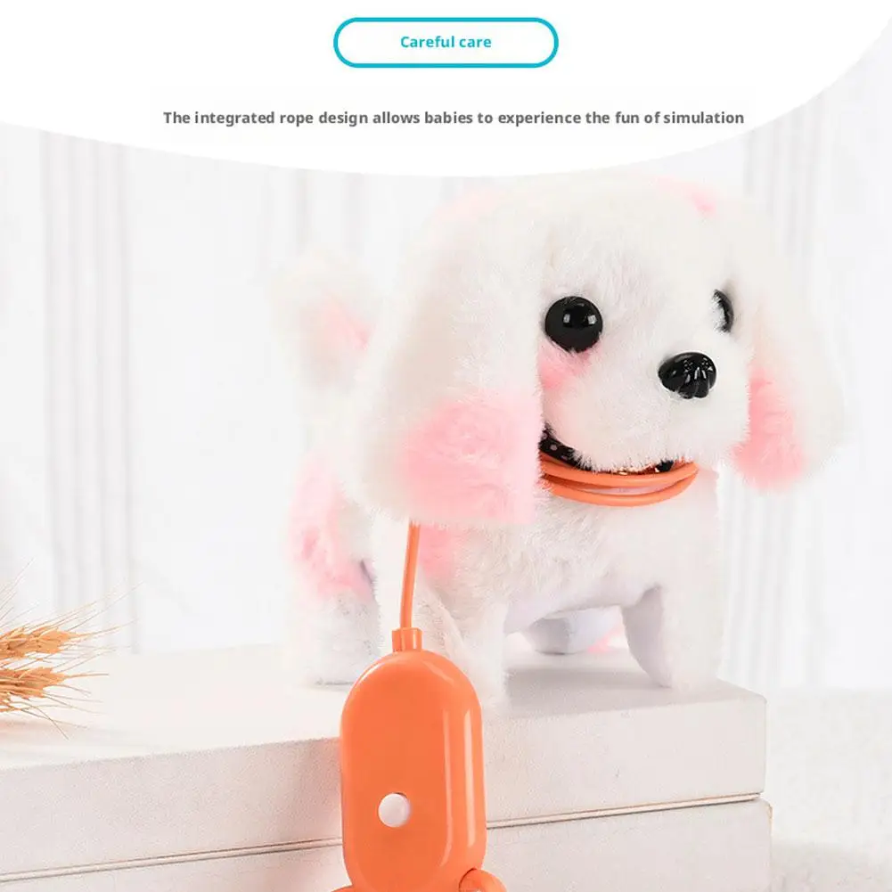 Zabawny, piszczący pluszowy piesek na smyczy, elektryczny piesek chodzący, symulacja szczeniaka, zabawka do nauki raczkowania dla niemowląt, zabawka dla dzieci, prezenty.