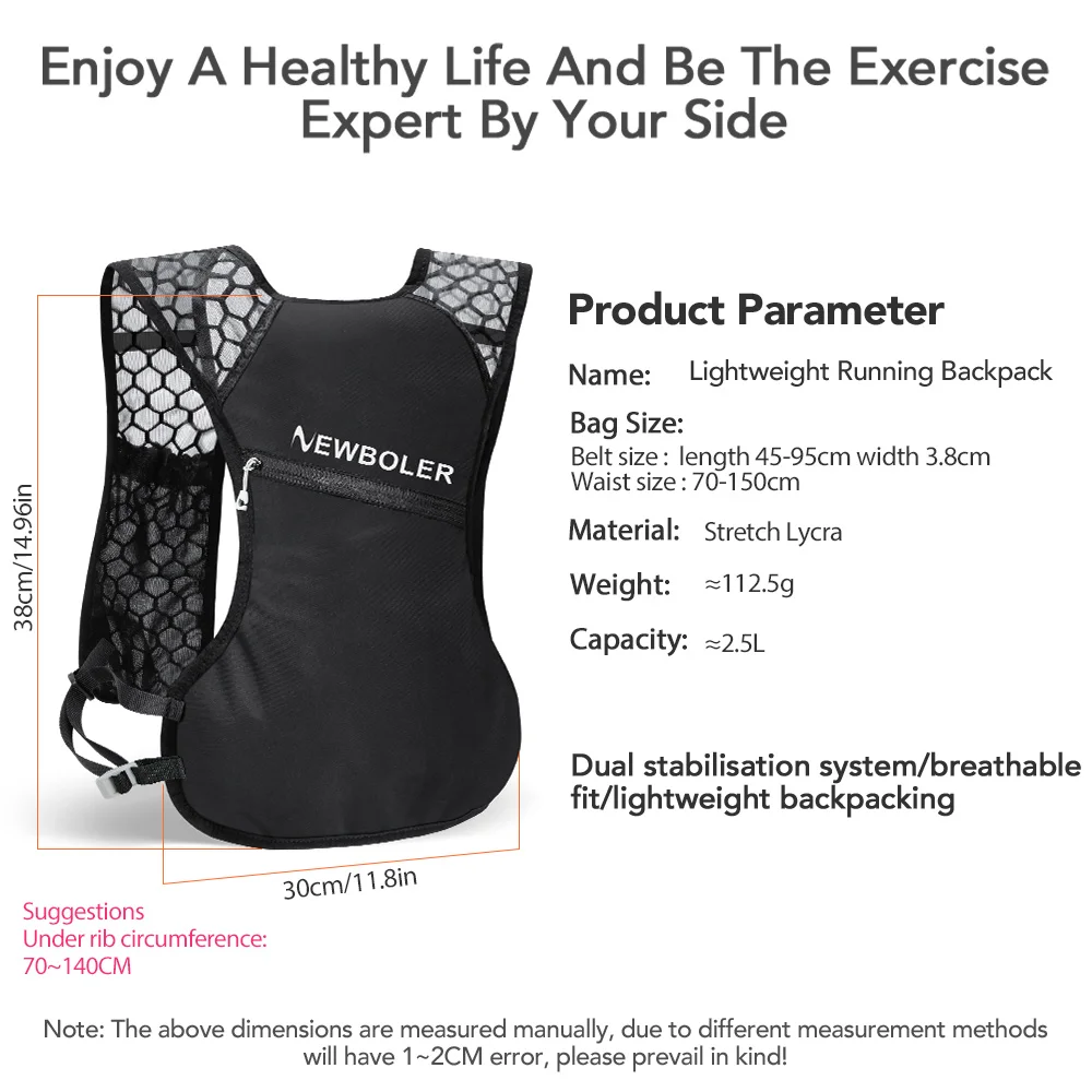 NEWBOLER في الهواء الطلق درب الجري على ظهره خفيفة النساء الرجال تشغيل سباق الترطيب سترة حقيبة جري للمشي لمسافات طويلة الماراثون #2