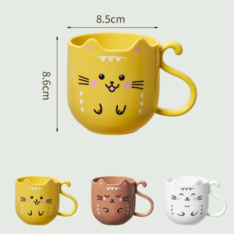 Cute Plastic Cups Cartoon Toothbrush Gargle Cup Creative Cat Dog Mouthwash Cup Wash Brush Cups Household Bathroom Supplies