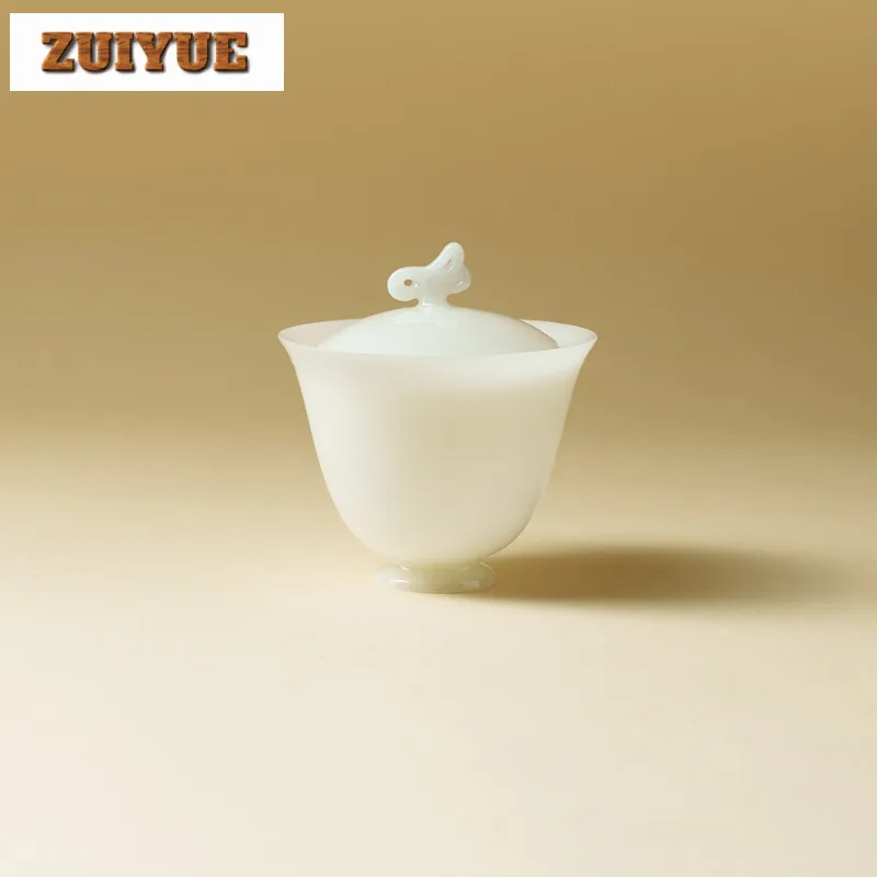 115ml Icy Jade Butterfly Dance Gaiwan Aesthetic Tea Tureen Tea Bowl With Lid Kit Tea Maker Cover Bowl Kung Fu Tea Set Decoration