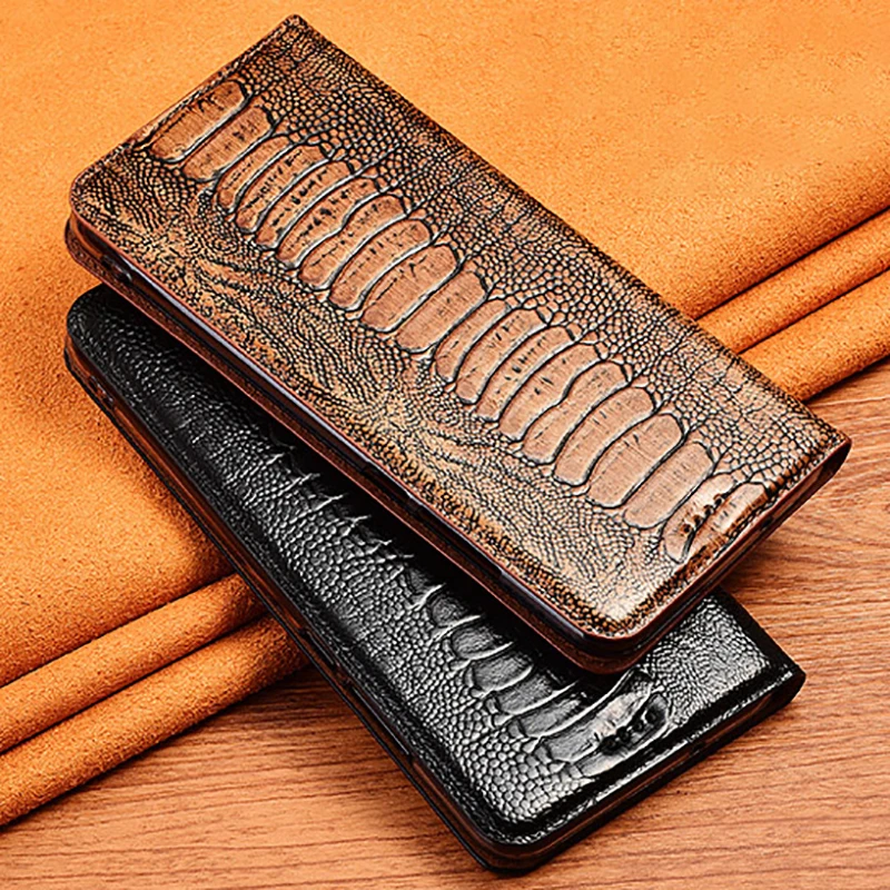 Luxury Ostrich Pattern Leather Wallet Flip Case For Infinix Note 7 8 8i 10 11 11i 11s 12 12i Pro NFC VIP G96 Magnetic Cover