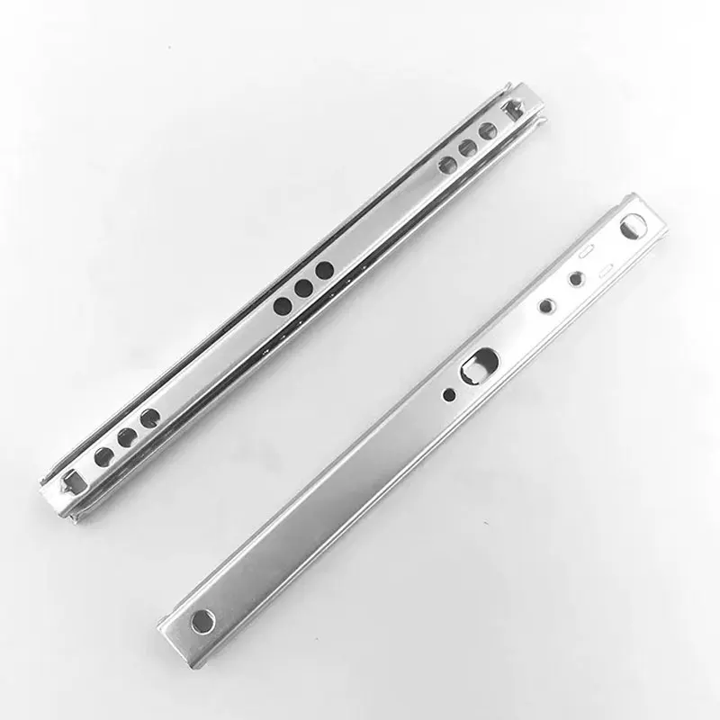 1Pair Drawer Steel Ball Rail Slide Drawer Ball Guide Two Sections 17mm Wide Steel Fold Furniture Hardware Fittings