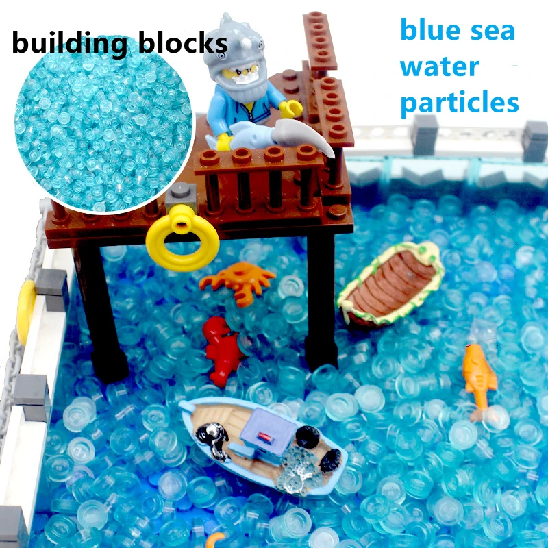 Compatible with LEGO MOC Small Particles 6141 White Gray Beach Ocean Seascape Seawater Parts Transparent Blue Building Diyblocks