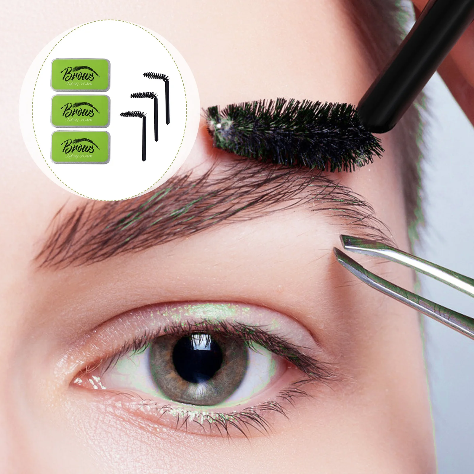

3Sets Brow Styling Soap Angled Brush Sparse Eyebrow Taming Natural Look Waterproof Eyebrow Cream Supplies