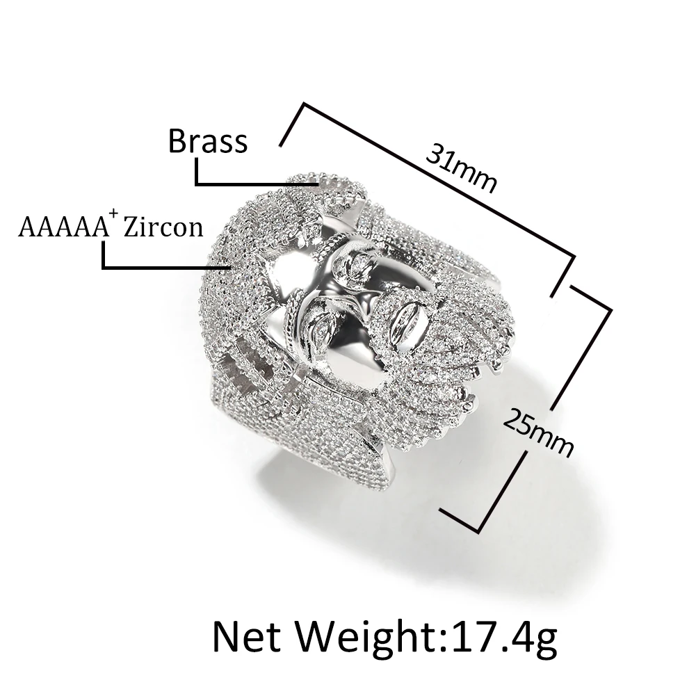 THE BLING KING Religious Jesus Rings Micro Paved Out Cubic Zirconia Punk Finger Ring  Hiphop Jewelry Gift For Men