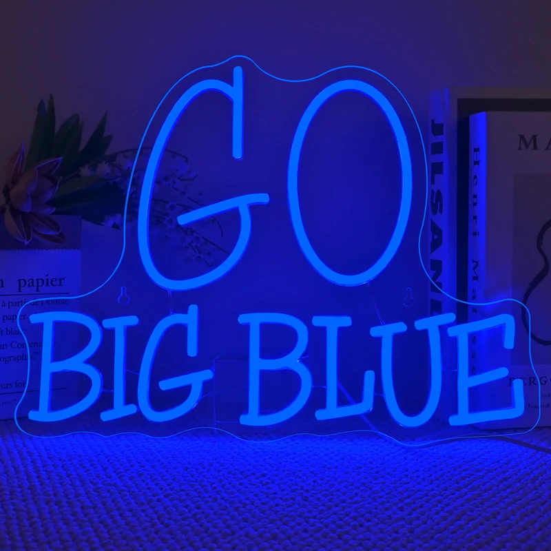 

Go Big Blue Neon Signs University Slogan UK Wall Hanging Led Neon Sign USB for Wall Decor Kids Room Bar Game Man Gift