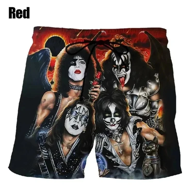 KISS Rock Band Pattern Men\'s Shorts Summer Sports Shorts Hawaiian Party Shorts Beach Shorts Fashion Street Wear Swimming Trunks