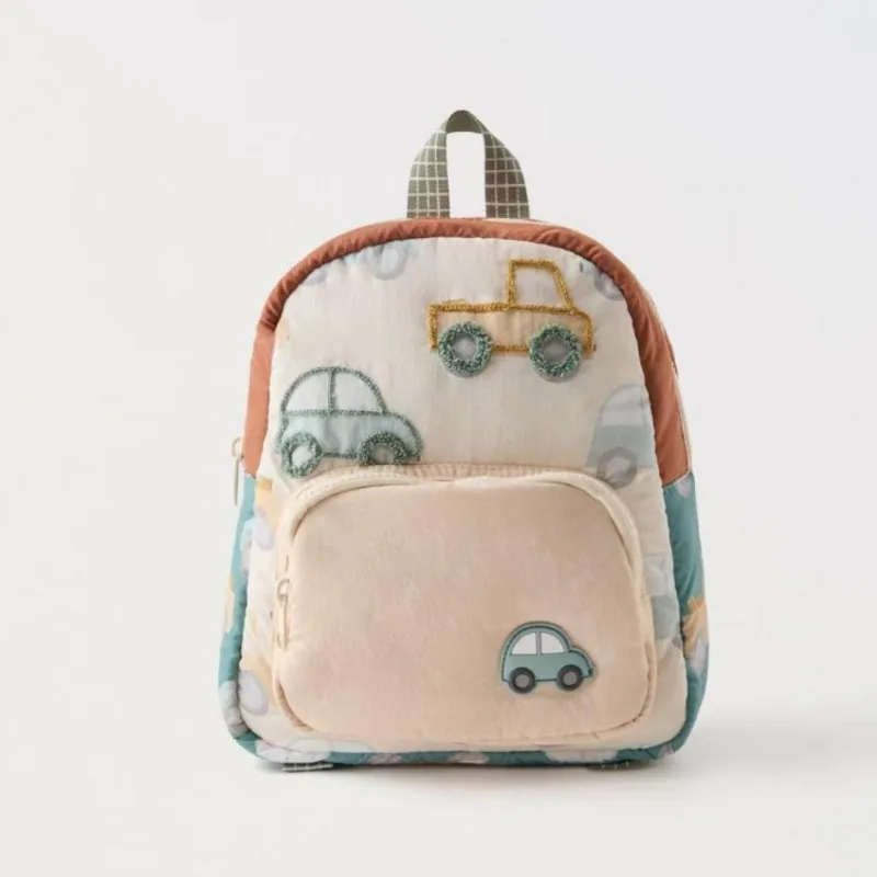 Novo bonito e elegante carro bordado mochila multifuncional das crianças do jardim de infância meninos e meninas mochila leve