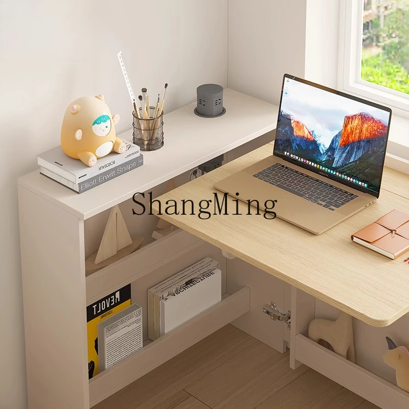 

CL style household folding desk bookcase integrated corner hidden combination apartment bedside table