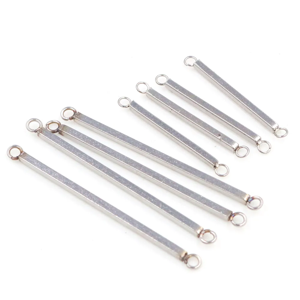 20pcs Stainless Steel 1.5x25mm/40mm Square Rod Welding Double Single Hole Earrings Pendant Jewelry Making Accessories