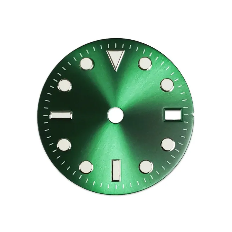 Mod 29mm GMT quatro mão Watch Dial verde luminoso literalmente apto para GMT NH34 movimento acessórios