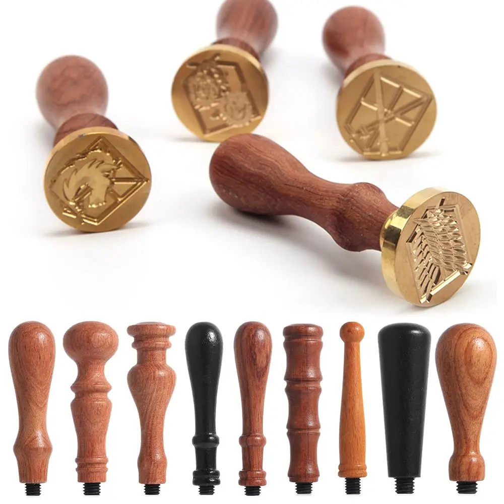 Wedding Invitation Printing DIY Craft Wood Handle Wax Sealing Stamp Wood Color Paint Seal
