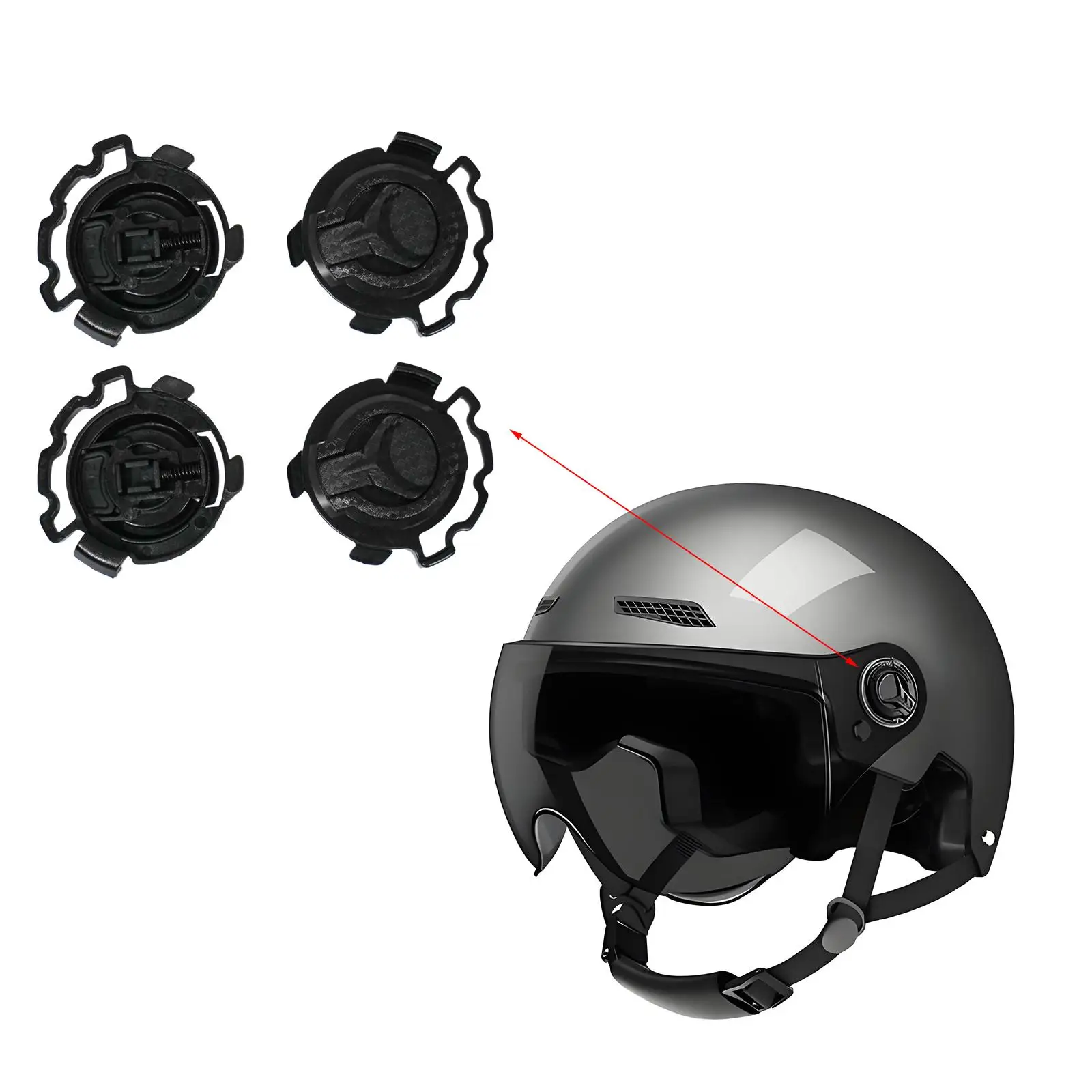 4x Motor Helmet Sturdy Buckle Premium High Fixed Hole Buckle Base Helmet Visor Mount Kit