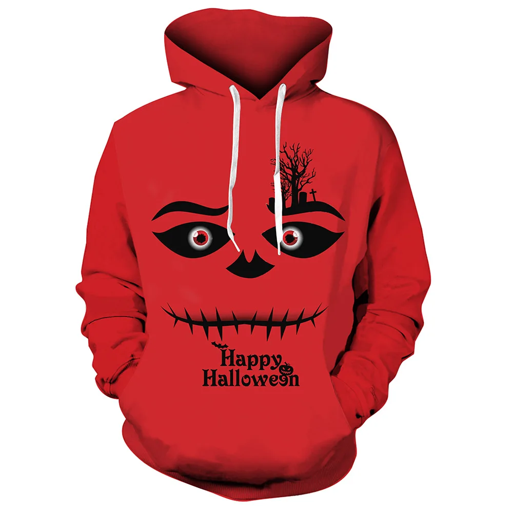 

Осенне-зимний модный пуловер с готическим узором ужасов, мужская и женская повседневная и удобная толстовка с капюшоном