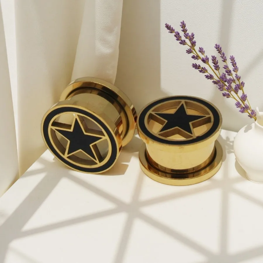 1pair Stainless Steel Five-pointed Star Ear Amplifier, Fashionable Earplugs and Ear Expansion Jewelry Perforations
