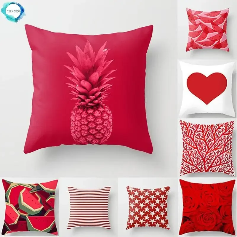 Modern Red Series Pillow Case Car Decoration Home Supplies New Creative Simple Nordic Geometry Waist Throw Cushion Cover