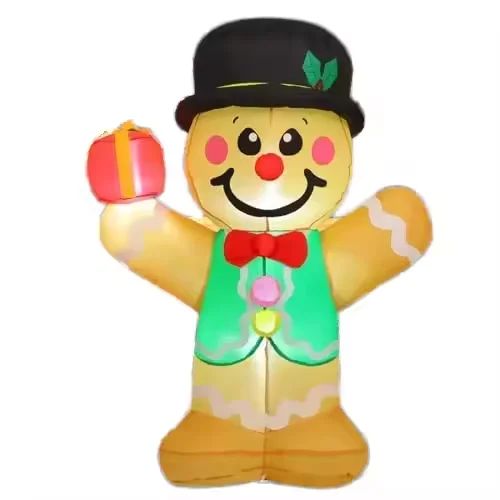 5 Ft Gingerbread Man Christmas Inflatable Outdoor Decorations LED Lights Xmas Yard Decor for Indoor Garden Party Decor