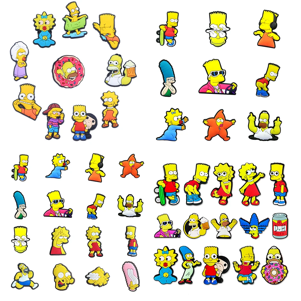 Bestseller Cartoon Wacky Simpson Anime-Serie PVC-Schuhzubehör DIY Abnehmbare Wasserdichte Kreative Lustige Geschenke – Detail 4
