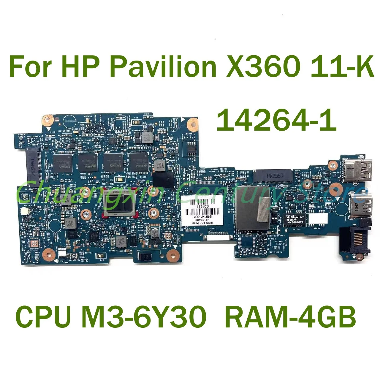 

For HP Pavilion X360 11-K Laptop motherboard 14264-1 with CPU M3-6Y30 RAM-4GB 100% Tested Fully Work