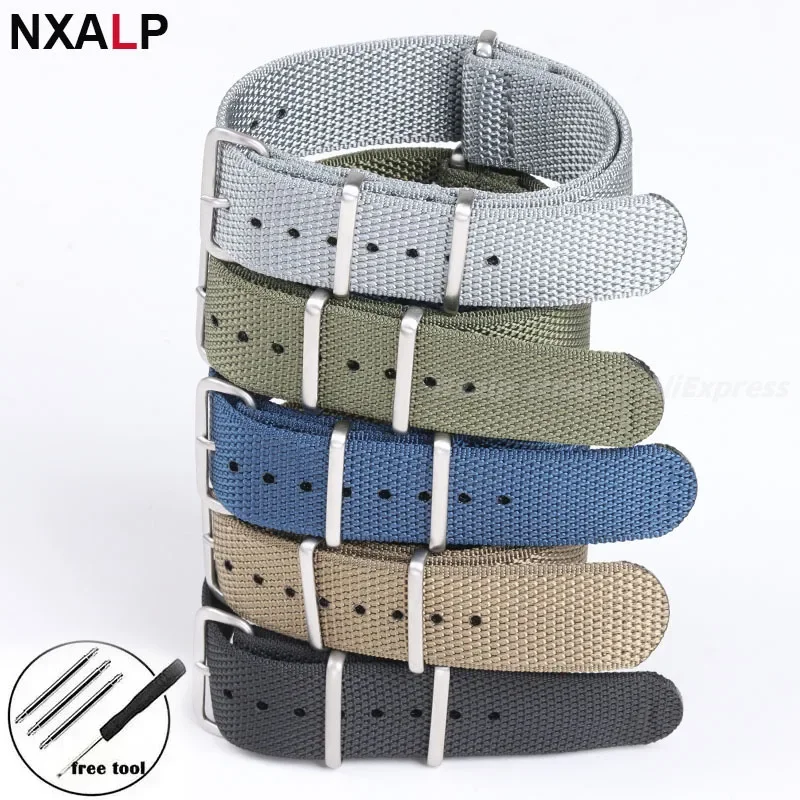 High Quality Nylon Watch Strap for Omega Seamaster 007 Speedmaster Wristband Military Ribbed Watchband Army Sport Band 20mm 22mm