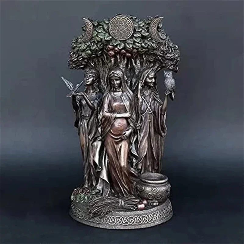 Resin Art Greek Goddess Statue Figurine Ancient Greek Religious Hecate Goddess Sculpture Home Decor Ornament Miniatures Craft