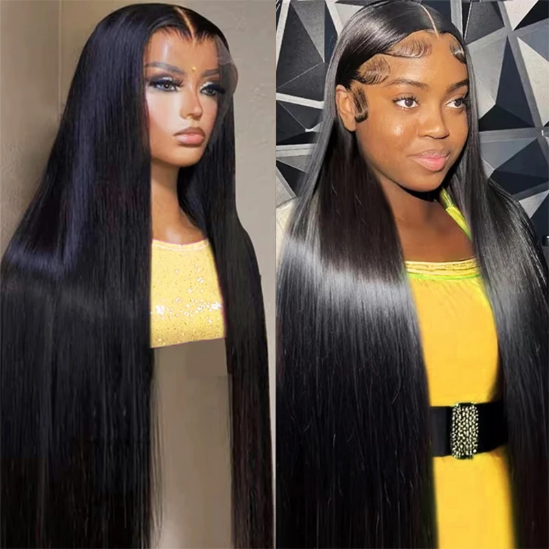 

Bone Straight 30 40 Inches 13x6 HD Lace Frontal Human Hair Wigs Remy Pre Plucked 13x4 Transparent Lace Front Wig For Black Women