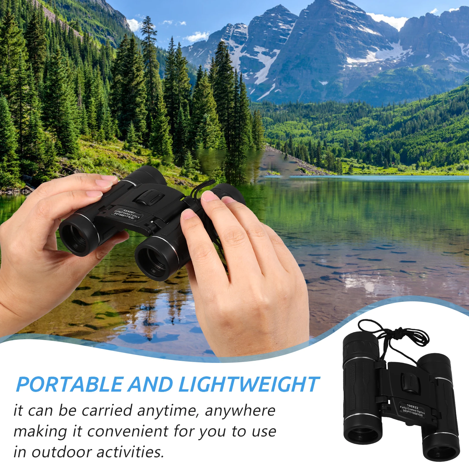 

100x22 High Definition Portable Binocular Telescope Fmc Multi-Layer Coating Bak4 Prism Anti-Slip Design for Camping Hiking