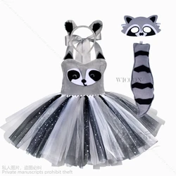 Anime Lolita 2024 Festival Raccoon Cosplay Costume Girls Annimal Dress Up Tutu Dress Fancy Carnival Birthday Fantasy Children