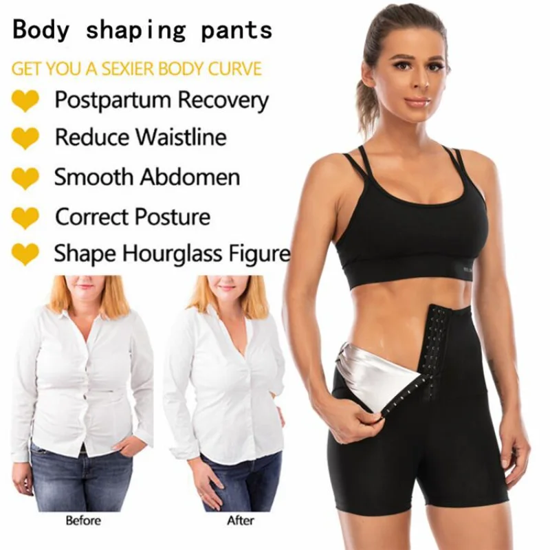 Women's Belly control Butt Sweatpants Sauna harness High waist Body Workout breathable 3/5 point shorts