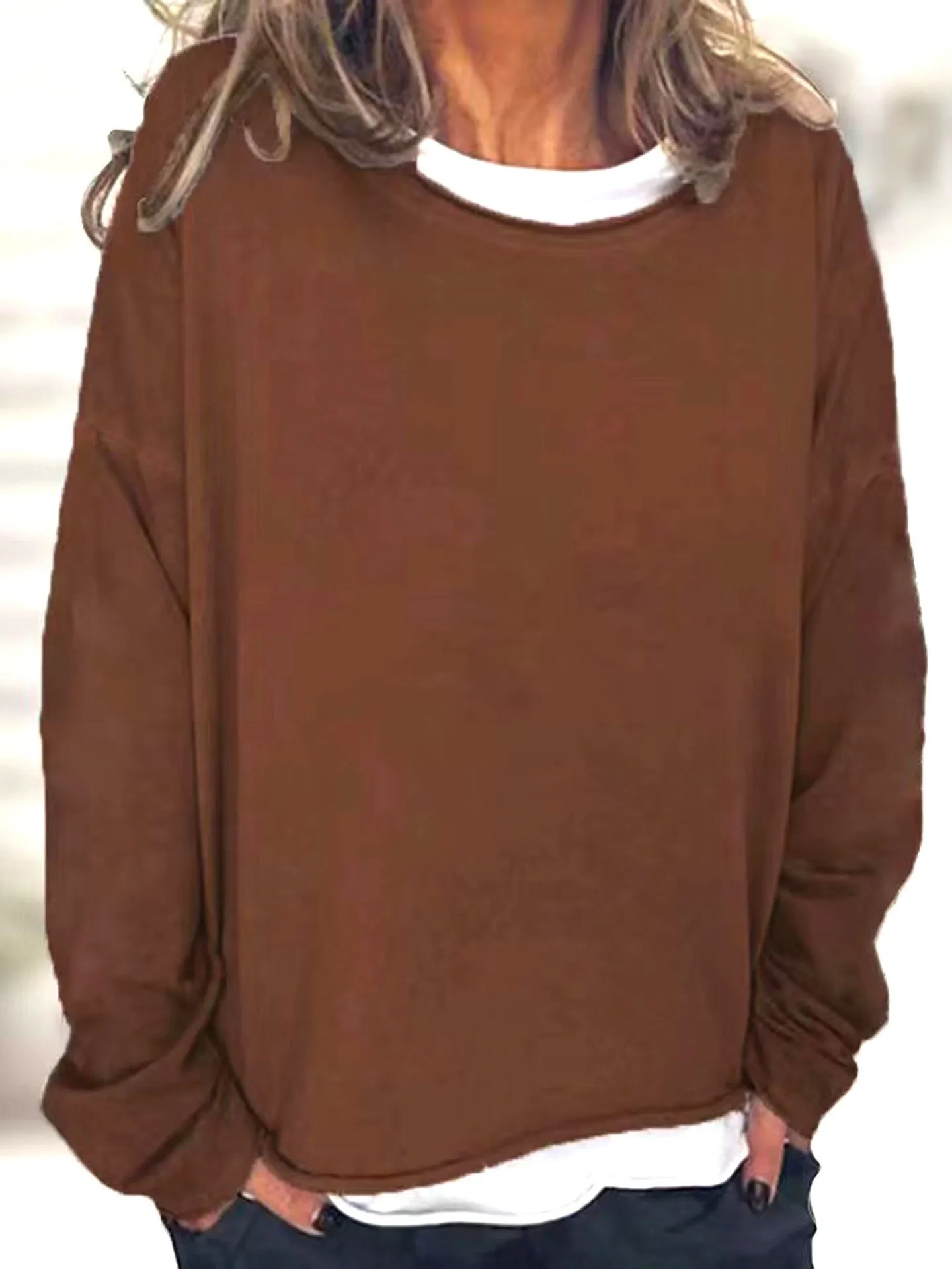Women's Loose Fit Printed Crew Neck Long Sleeve Mid-Length Sweatshirt Soft Finish Pull On Women's Hoodies And Woman Clothes