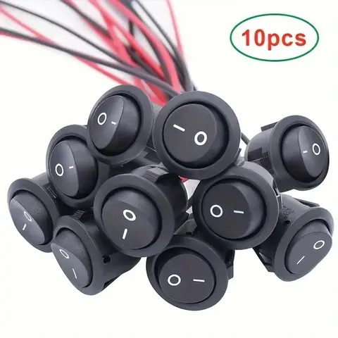 2/5/10 Pack Mini Round Toggle Switches, 20mm Spst On/Off Type 12V Dc Power - Easy to Install, Durable Nylon and Brass Terminals, Included # 187 Wire Line
