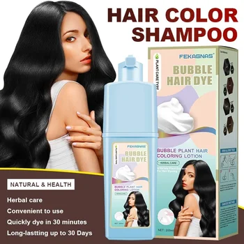 FENKAGNA 3in 1 허브 헤어 컬러 샴푸, 남성 여성 헤어 컬러, 화이트 헤어 커버리지, 천연 성분, 빠른 커버리지 버블, 200ml Best5 FENKAGNA 3in 1 허브 헤어 컬러 샴푸, 남성 여성 헤어 컬러, 화이트 헤어 커버리지, 천연 성분, 빠른 커버리지 버블, 200ml Best5