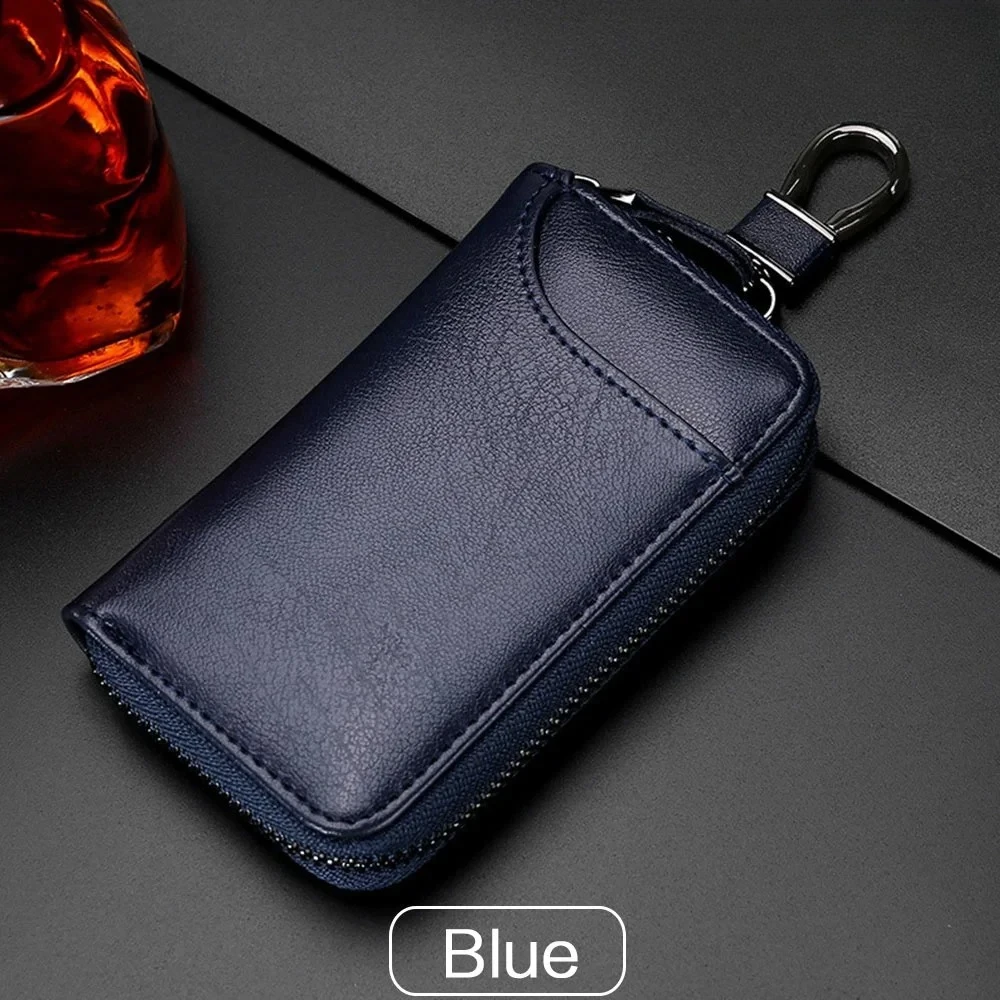 Echtes Leder Schlüsselanhänger Unisex Schlüsseltasche Multifunktions-Organizer Brieftaschenhalter Smart Housekeeper Auto Kleines Schlüsseletui Schlüsseletui