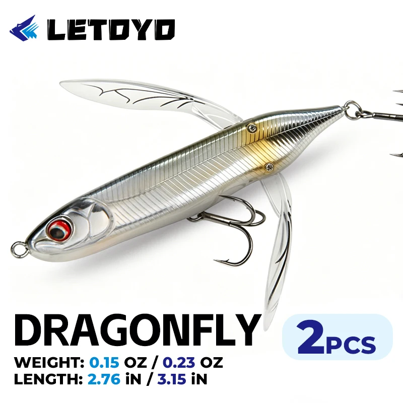 LETOYO 4g/6.6g 2pcs Libellen-Köder Wobbler Harter Kunstköder Jerkbait Bass-Angelköder
