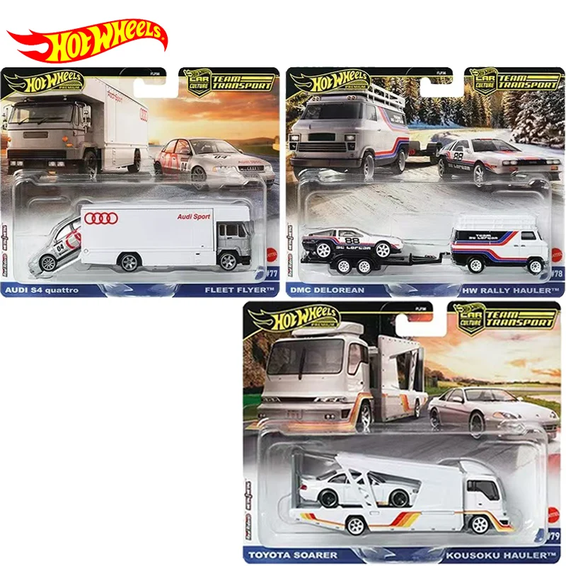 Hot Wheels Original Premium Team Transport Car Culture Toyota Hauler Audi Fleet Flyer Delorean Rally Boy Toys Vehicle Model 1/64