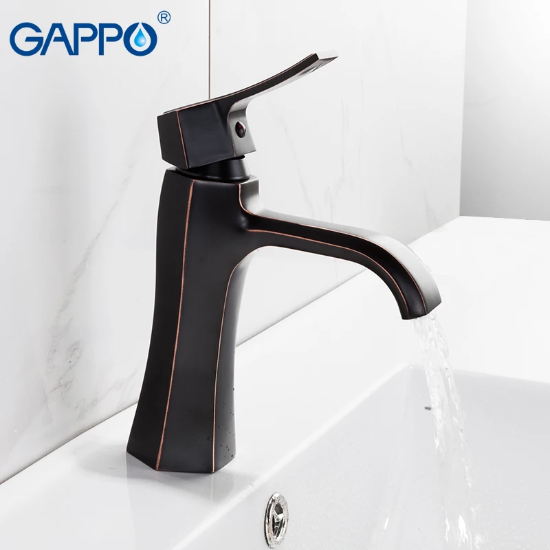 

GAPPO Black Basin Faucet Deck Mounted Wash Basin Sink Faucet Brass Tap Hot & Cold Water Mixer Taps torneira